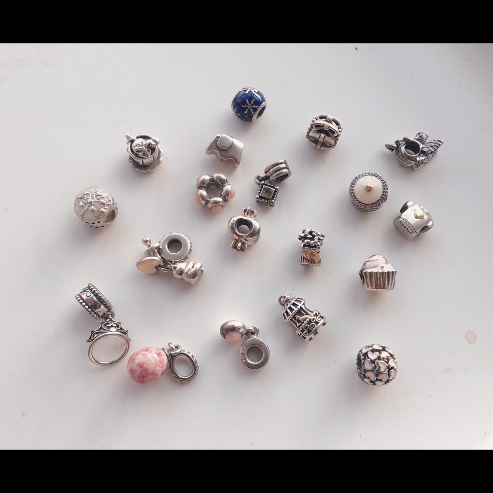 Rare Authentic pandora charms silver/two tones